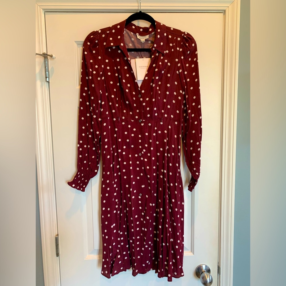 Seraphine Maternity and Nursing Button Down PolkaDot Dress
